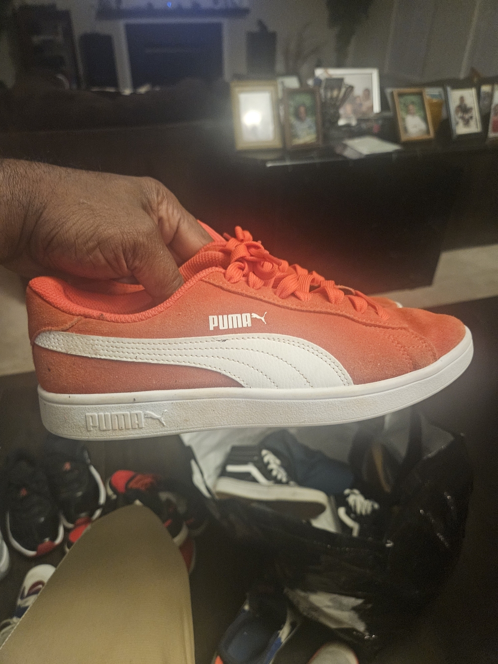 Puma Orange Suede Smash Sneaker with White Formstrip